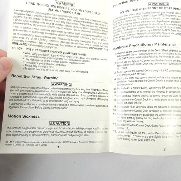 Nintendo 64, Rumble Pack, & Expansion Pack Instruction Manuals Booklets *ONLY* - Picture 7 of 12